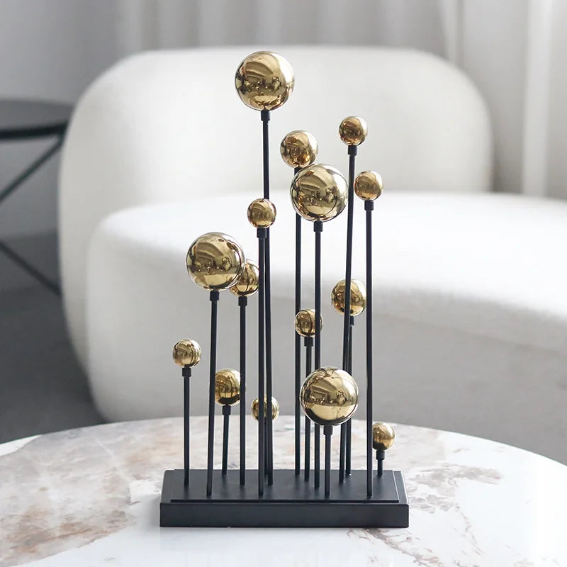 DecorBites™ Geometric Golden Ball Ornaments - Abstract Metal Decorations