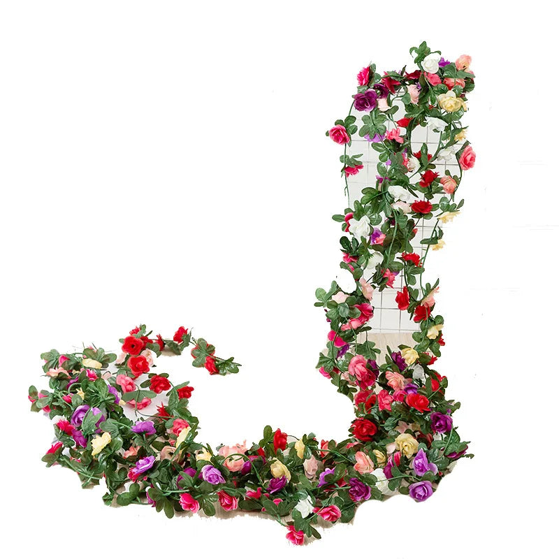 DecorBites™ 250cm Rose Flowers Vine Garland Autumn Cane Backdrop Decor