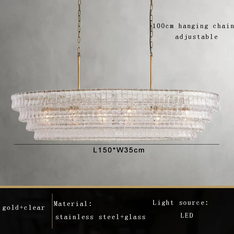 DecorBites™ Brown Glass Pendant Lights for Dining Table Chandelier, Oval Clear Round Suspension Lamp