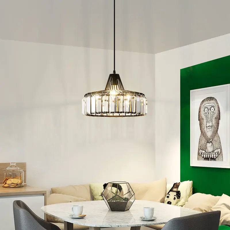 DecorBites™ Crystal LED Pendant Light: Retro Gold Lampshade for Living Room, Bedroom, Dining Room