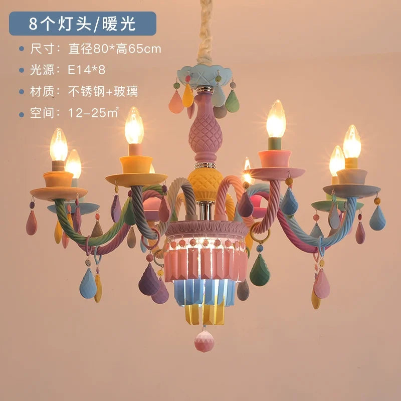 DecorBites™ Crystal Chandelier Girl Baby Bedroom Lamp Nordic Princess Room Lighting