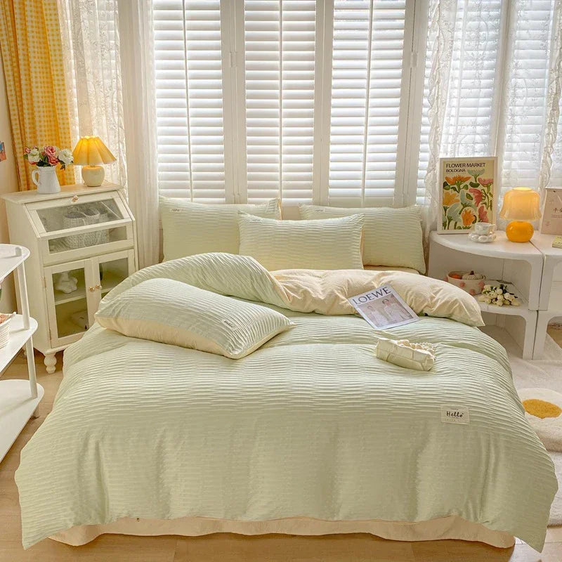 DecorBites™ Bubble Yarn Duvet Cover Set - Soft & Skin-friendly Bedding with Pillowcase