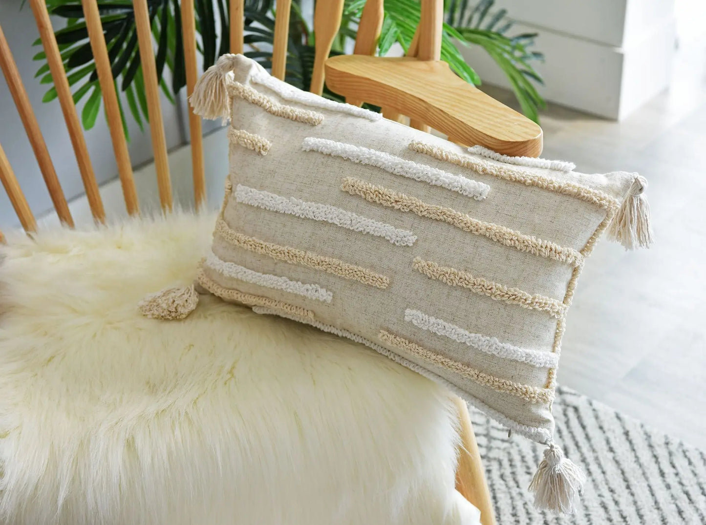 DecorBites™ Candy Boho Tufted Round Lumbar Pillow Cover Set