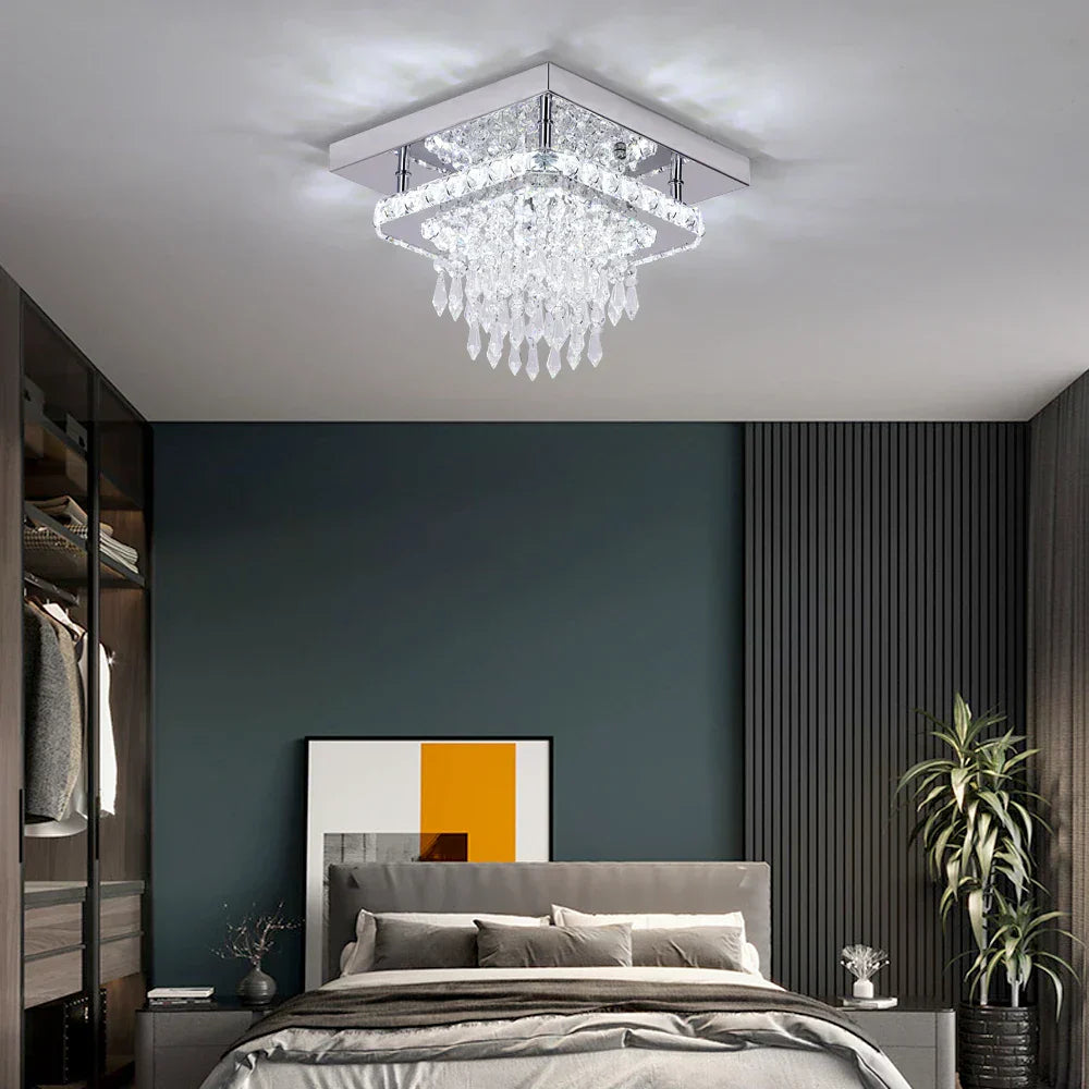 DecorBites™ Crystal LED Flush Mount Ceiling Light for Kitchen Hallway - Modern Chandelier Fixture