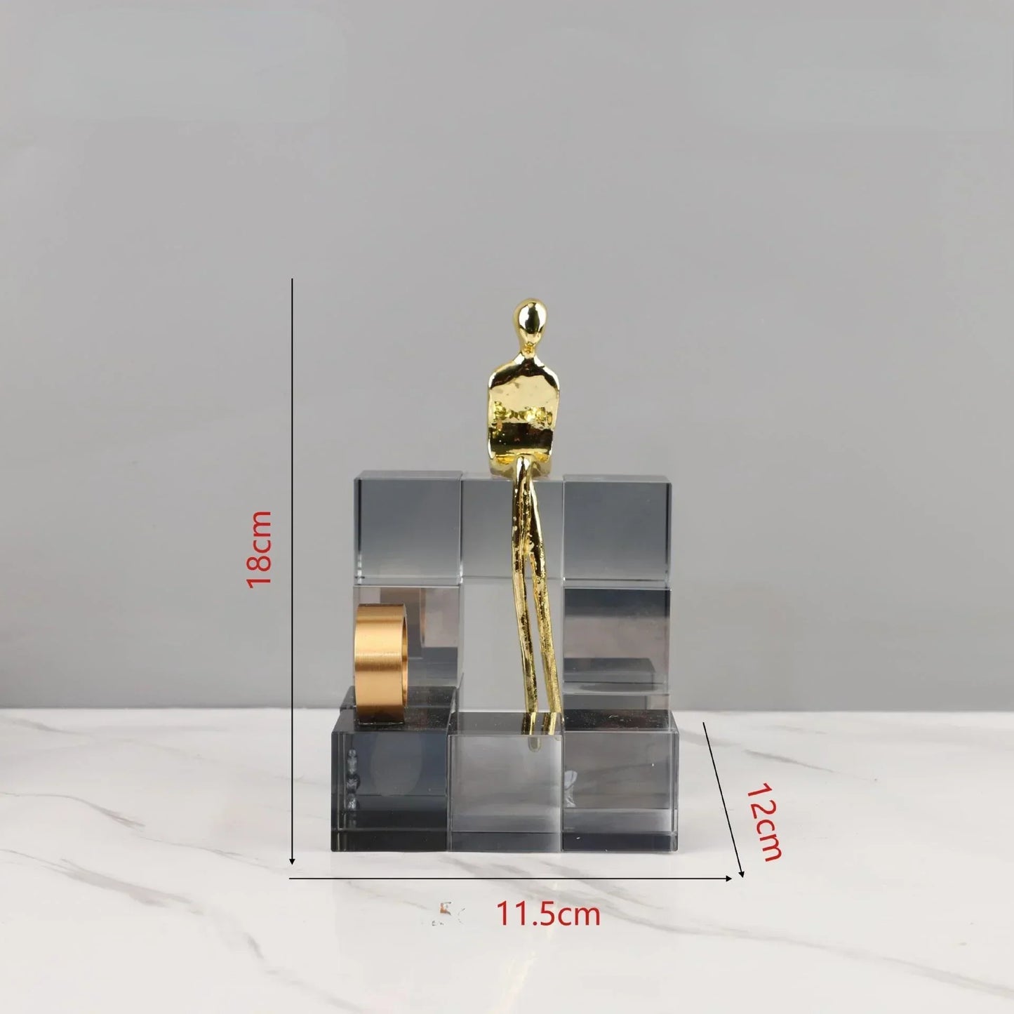 DecorBites™ Geometric Stair Crystal Ornament Metal Gold Sculpture