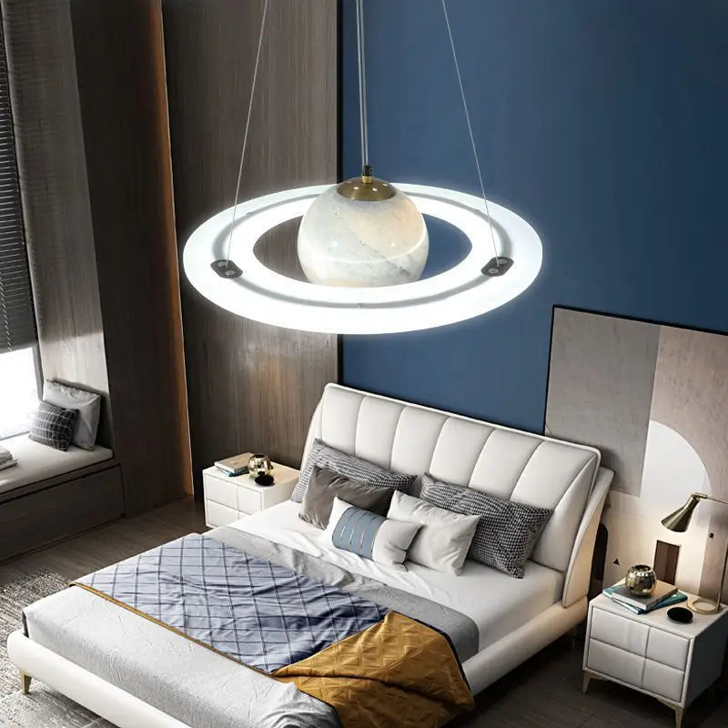 DecorBites™ Astronaut Ball LED Light: Modern Boys Room Decor, Acrylic Planet Earth Pendant