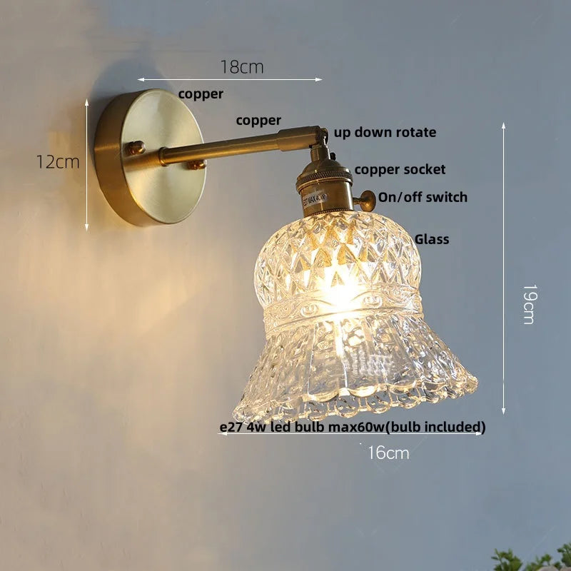 DecorBites™ Amber Flower Glass LED Wall Light Fixture for Kitchen Restaurant Bar