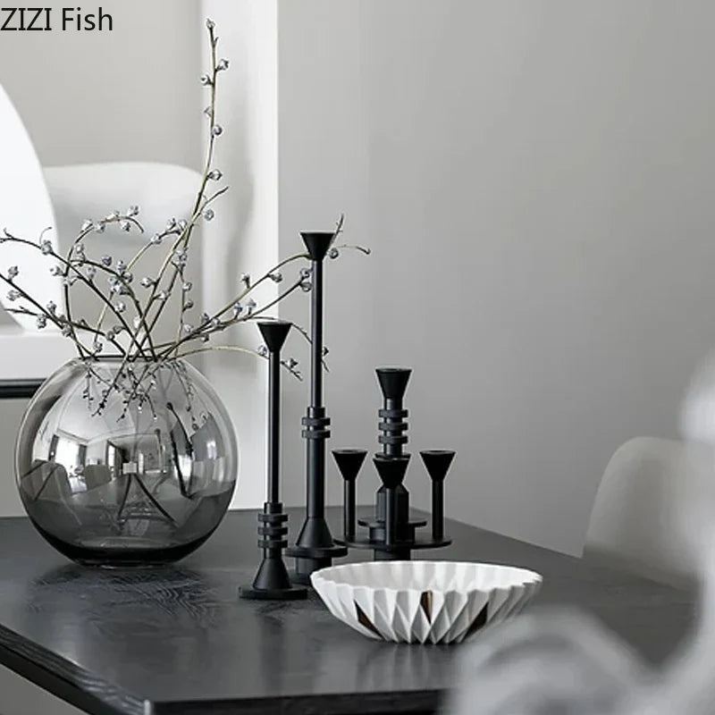 DecorBites™ Frosted Metal Candle Holder for Romantic Dining Table Decor