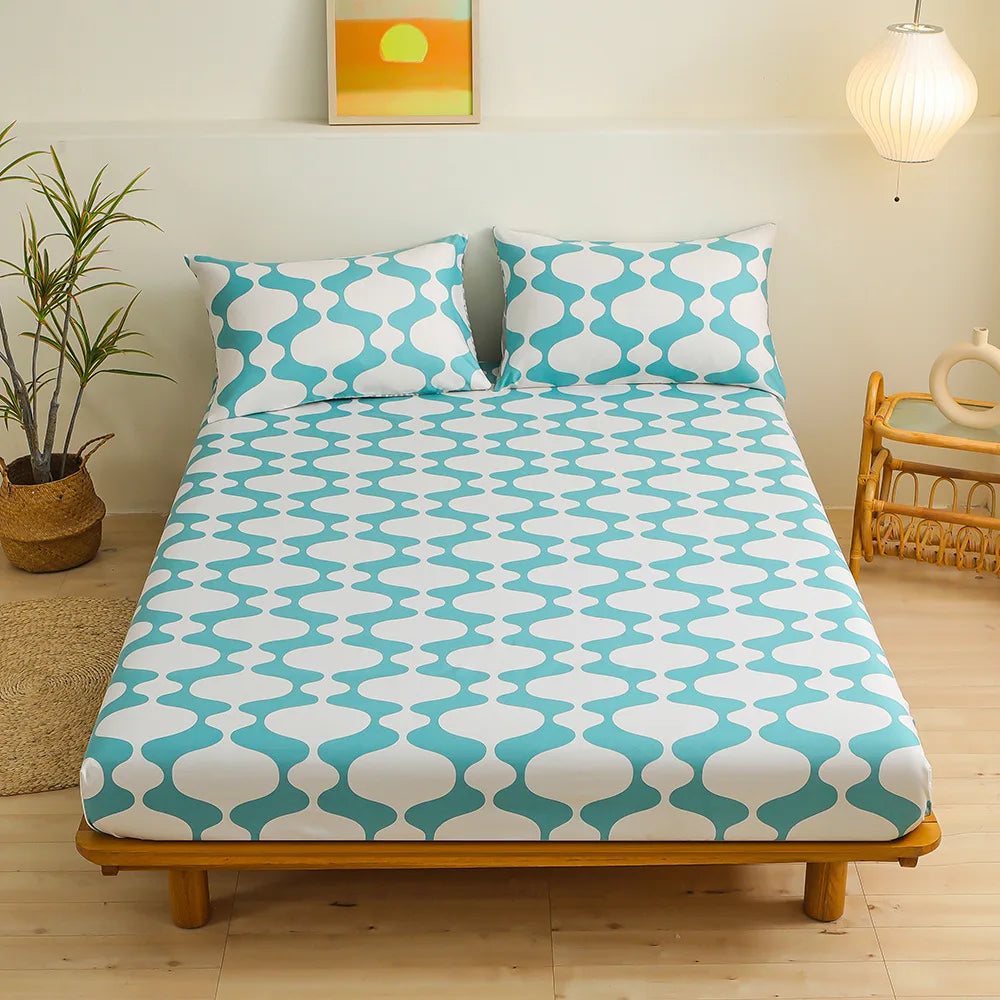 DecorBites™ Geometric Figure Sheet Set with 2 Pillowcases for Bedroom All Seasons