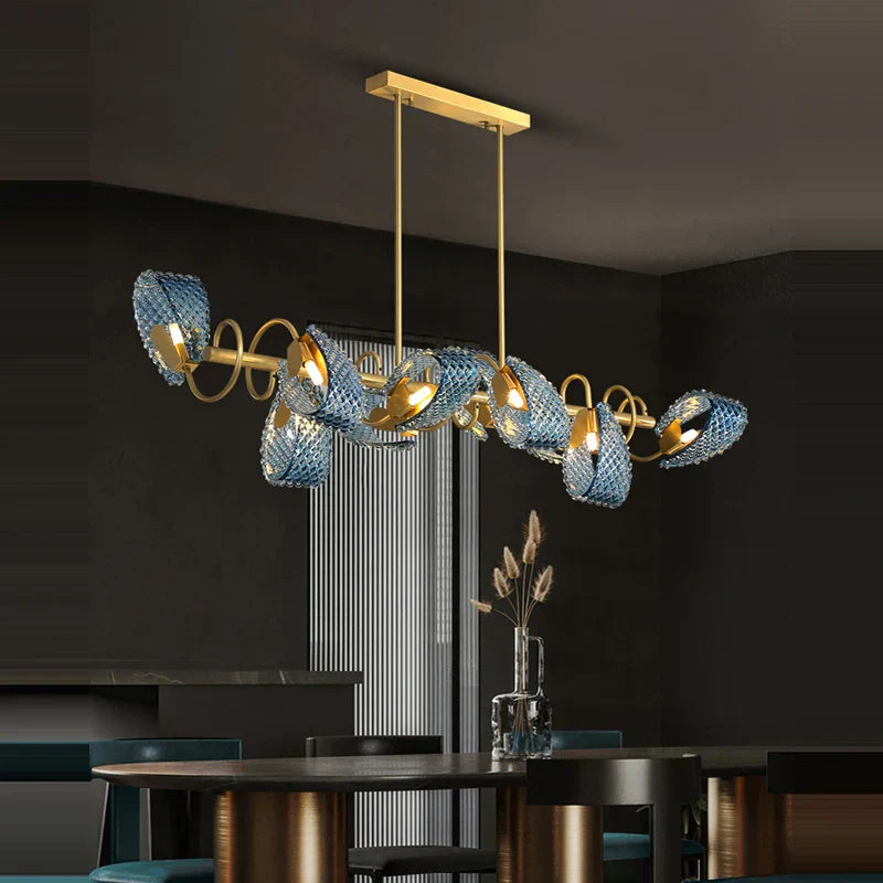 DecorBites™ Blue Queen Crystal Glass LED Ceiling Chandelier - Elegant Lighting Fixture for Living Room