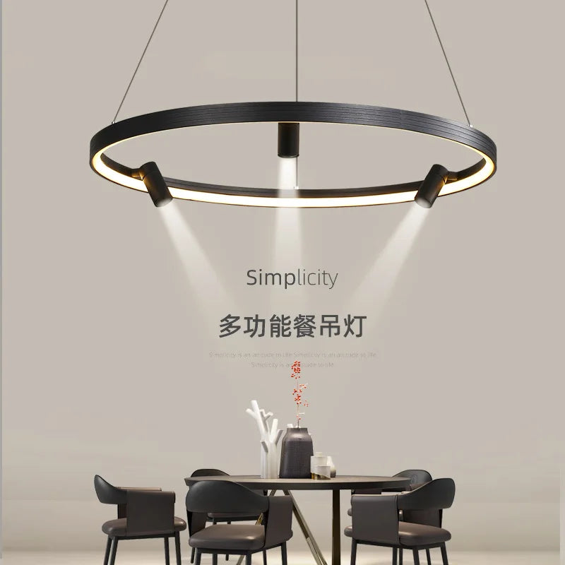 DecorBites™ Black Round Spotlight Chandelier Pendant Light for Home Decor and Dining Room