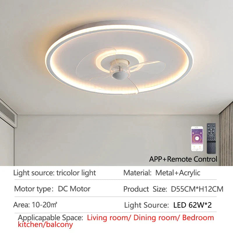 DecorBites™ Ceiling Fan with LED Light & Remote Control, Ideal for Home Bedroom and Living Room
