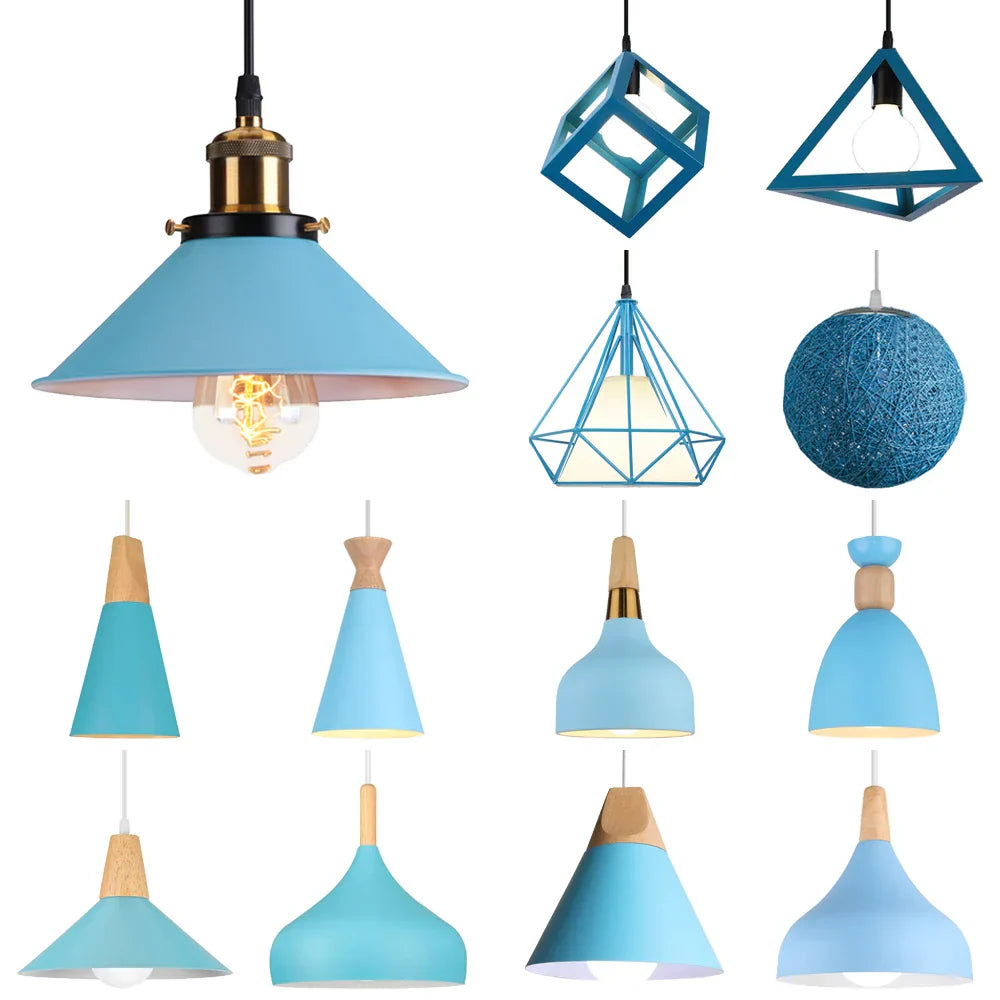 DecorBites™ Blue Nordic Pendant Lights E27 Modern Hanging Lamps for Living Dining Kitchen