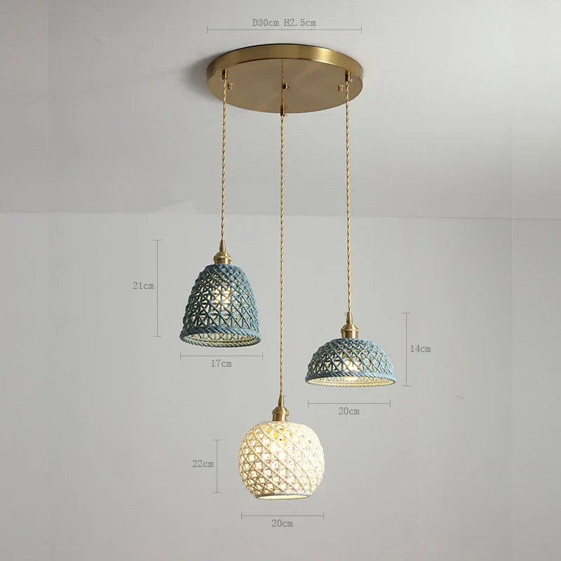 DecorBites™ Bule Ceramic LED Pendant Lamp Modern Nordic Hanging Light for Bedroom Restaurant