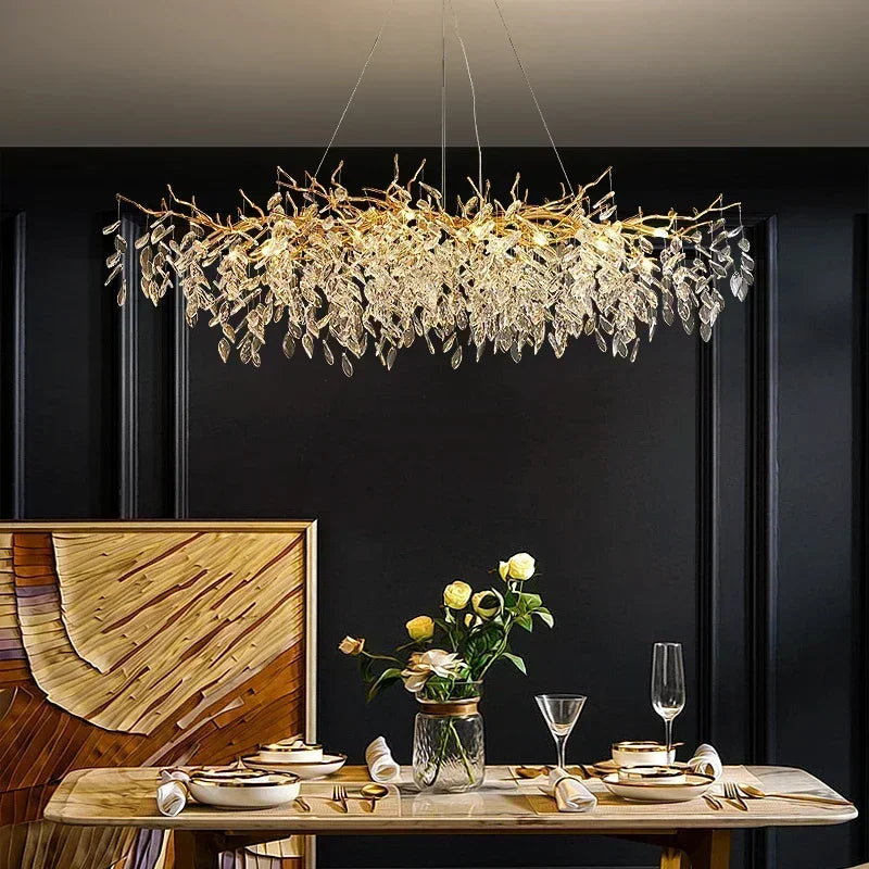 DecorBites™ Crystal Branch Pendant Light Chandelier Luxe LED Gold Droplight