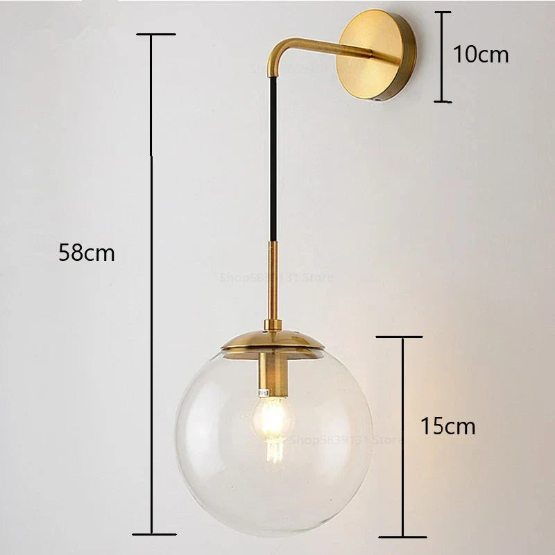 DecorBites™ Glass Ball Wall Lamp: Nordic Modern LED Lighting for Living Room, Bedroom, and Corridor