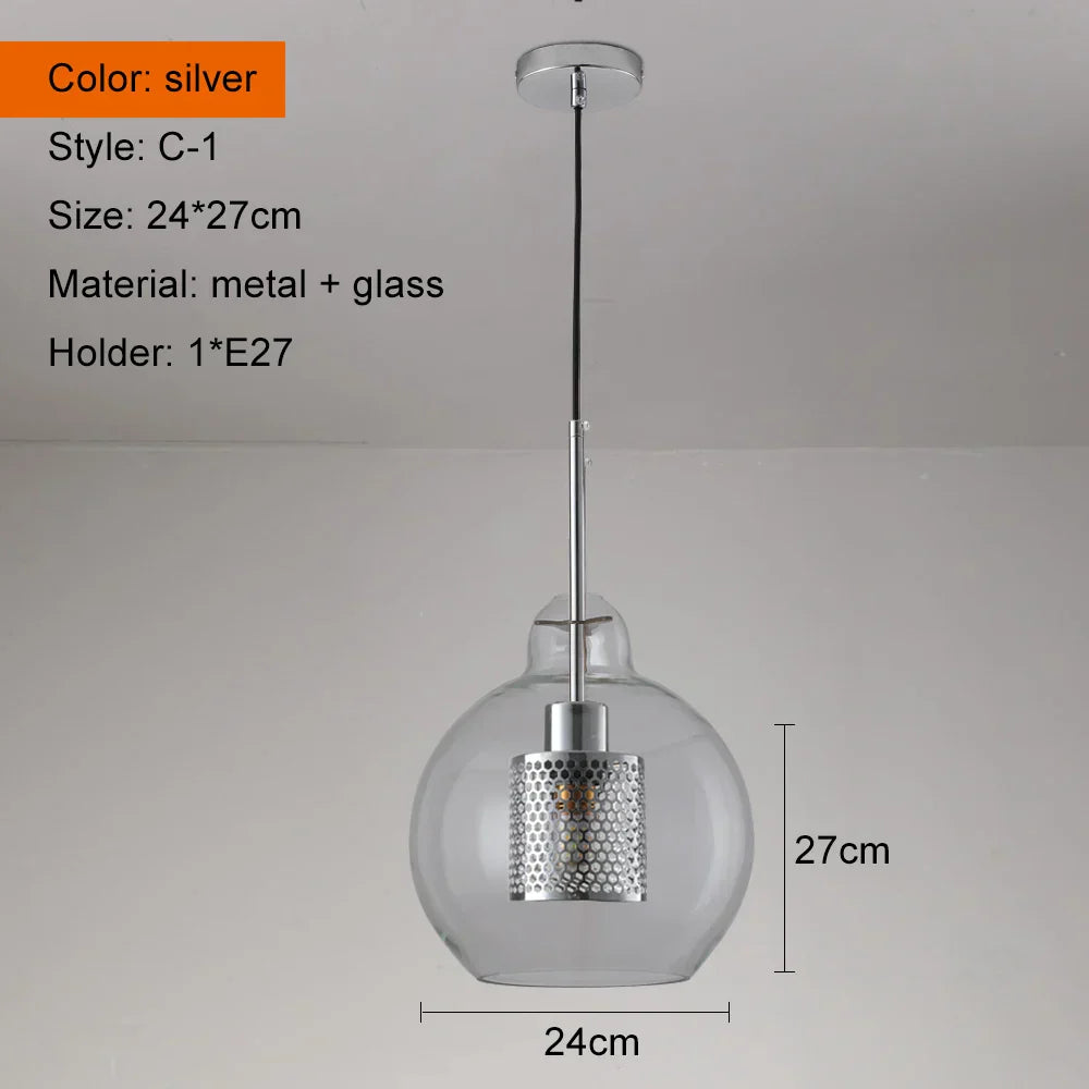 DecorBites™ Ball Glass Pendant Light Modern Kitchen Dining Living Room Fixture