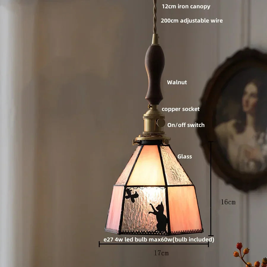DecorBites™ Colorful Glass Tiffany Style LED Pendant Lamp, Modern Hanging Light Fixture