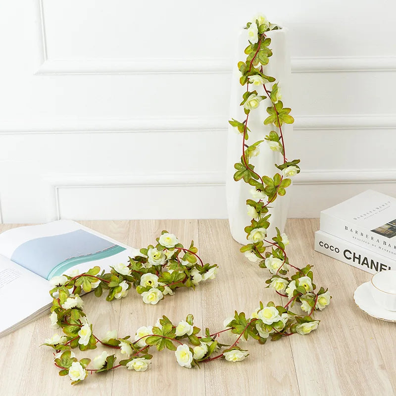 DecorBites™ 250cm Rose Flowers Vine Garland Autumn Cane Backdrop Decor