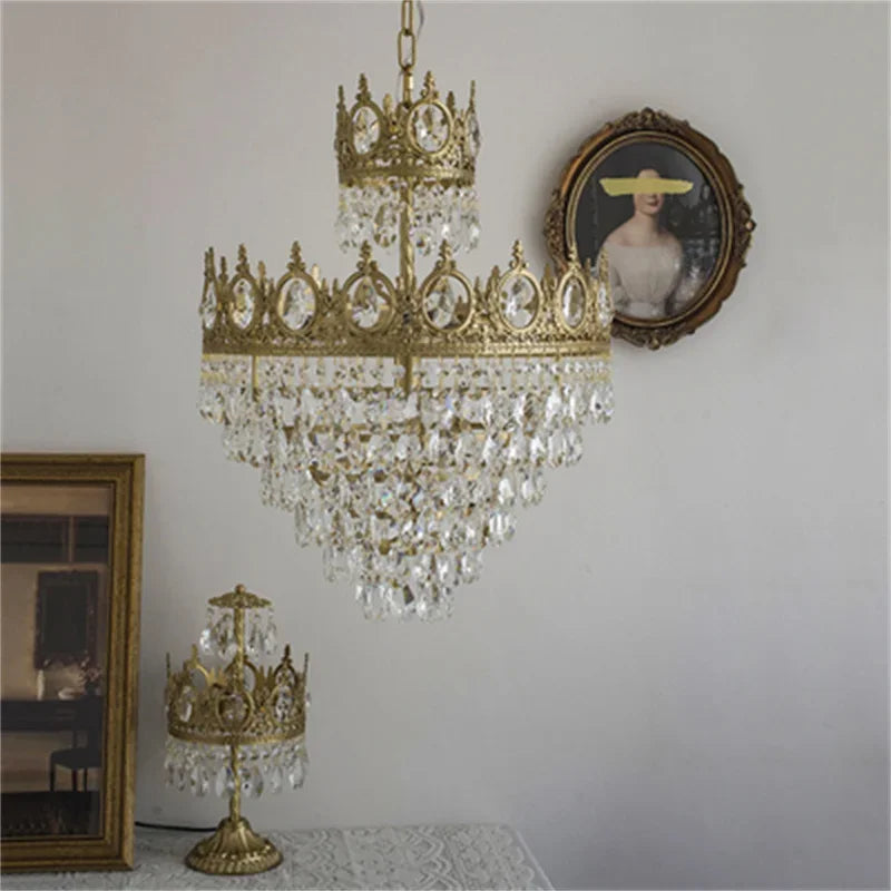 DecorBites™ Crown Crystal Chandelier LED Pendant Light for Living Bedroom