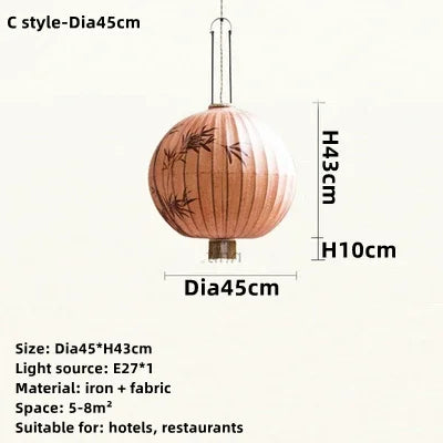 DecorBites™ Bamboo Lantern Pendant: Handmade Fabric Shade for Elegant Hotel and Restaurant Lighting