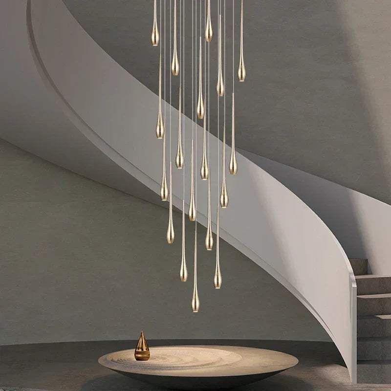 DecorBites™ Gold LED Chandelier for Duplex Villa Living Room and Staircase