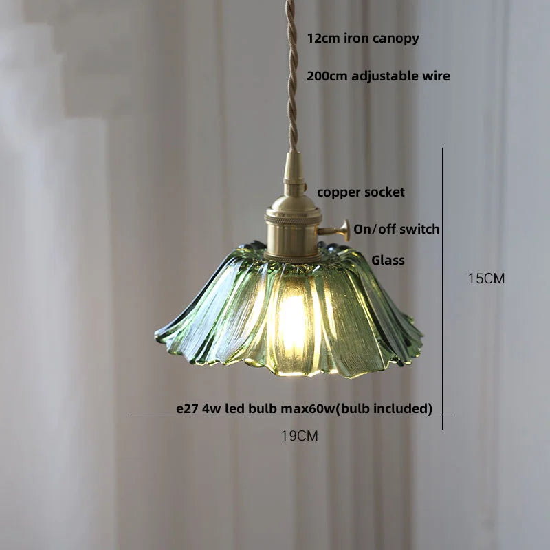 DecorBites™ Amber Flower Glass Pendant Light LED Kitchen Decor Home Reading Room