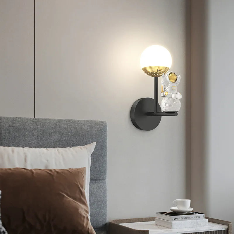 DecorBites™ Kids Astronaut Wall Lamp: Modern Space Theme Bedroom Light Fixture