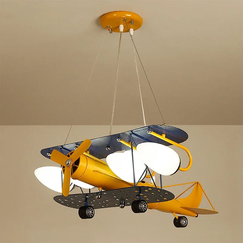 DecorBites™ Airplane Chandelier Kids LED Lights Cartoon Boys Bedroom Cute Gift