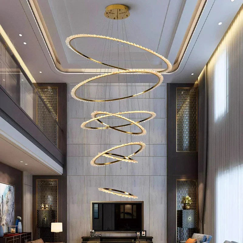 DecorBites™ Crystal Chandelier Stair Pendant Lamp for Modern Home Decoration & Living Room Lighting