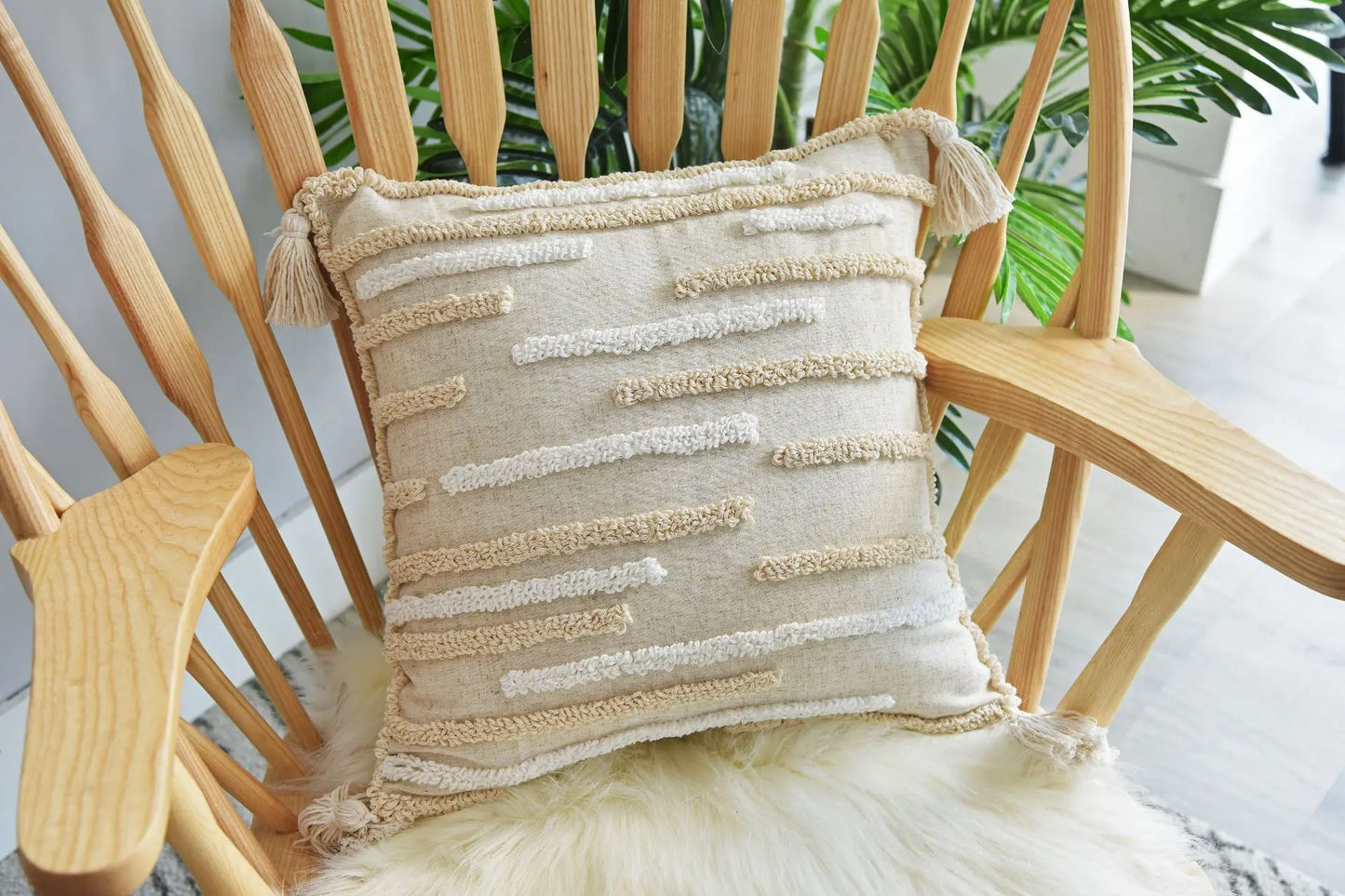 DecorBites™ Geometric Embroidery Cushion Cover with Tassel, Home Decor Pillowcase, Various Sizes