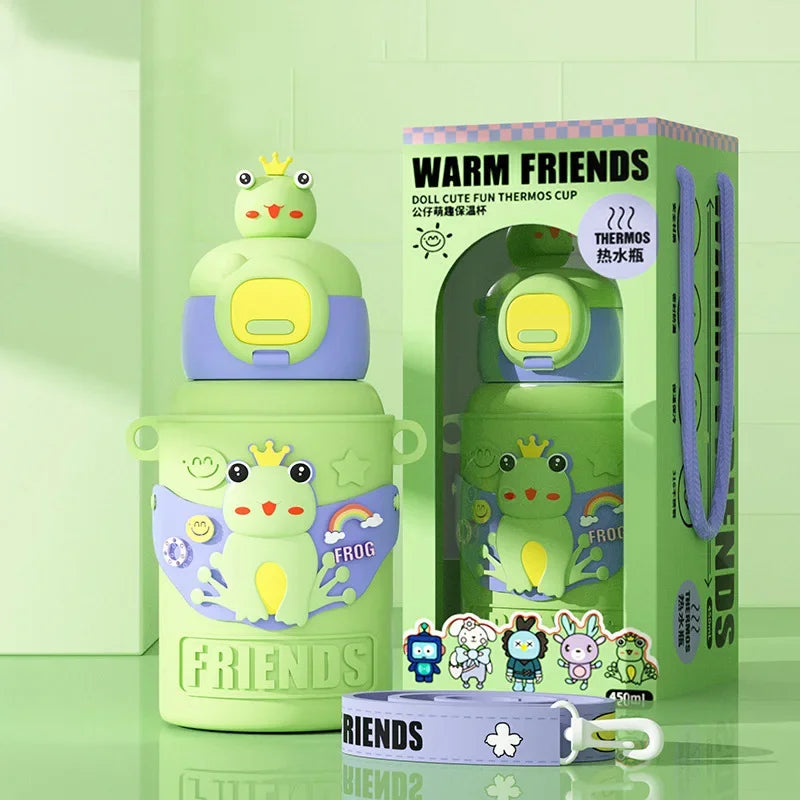 DecorBites™ Cartoon Animals Insulated Stainless Steel Mug with Silicone Sleeve