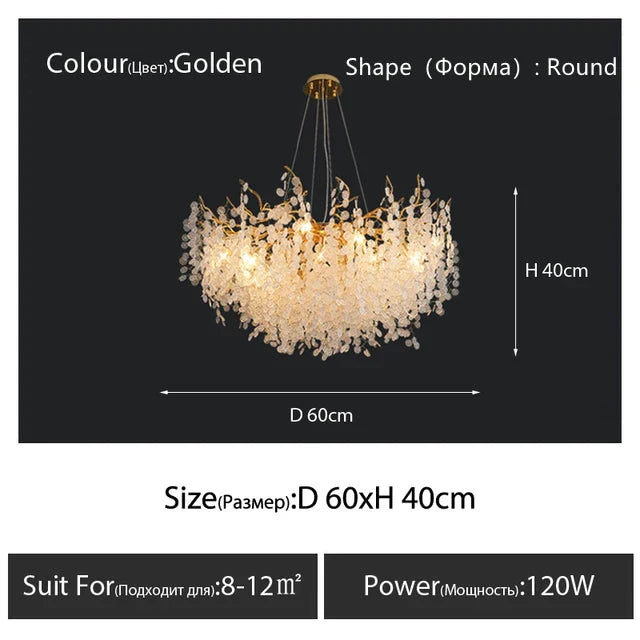 DecorBites™ Crystal LED Chandelier: Elegant Nordic Branch Design for Living Room, Hotel, Dining Area