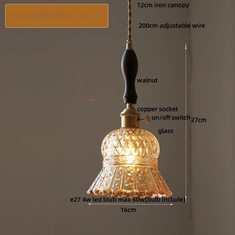 DecorBites™ LED Pendant Light Fixture with Copper Socket & Green Glass, Modern Nordic Lamp