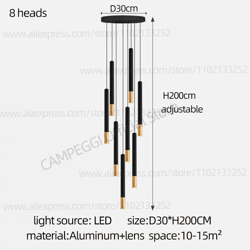 DecorBites™ Black Gold Pendant Lamp: Modern Nordic Designer LED Indoor Lighting