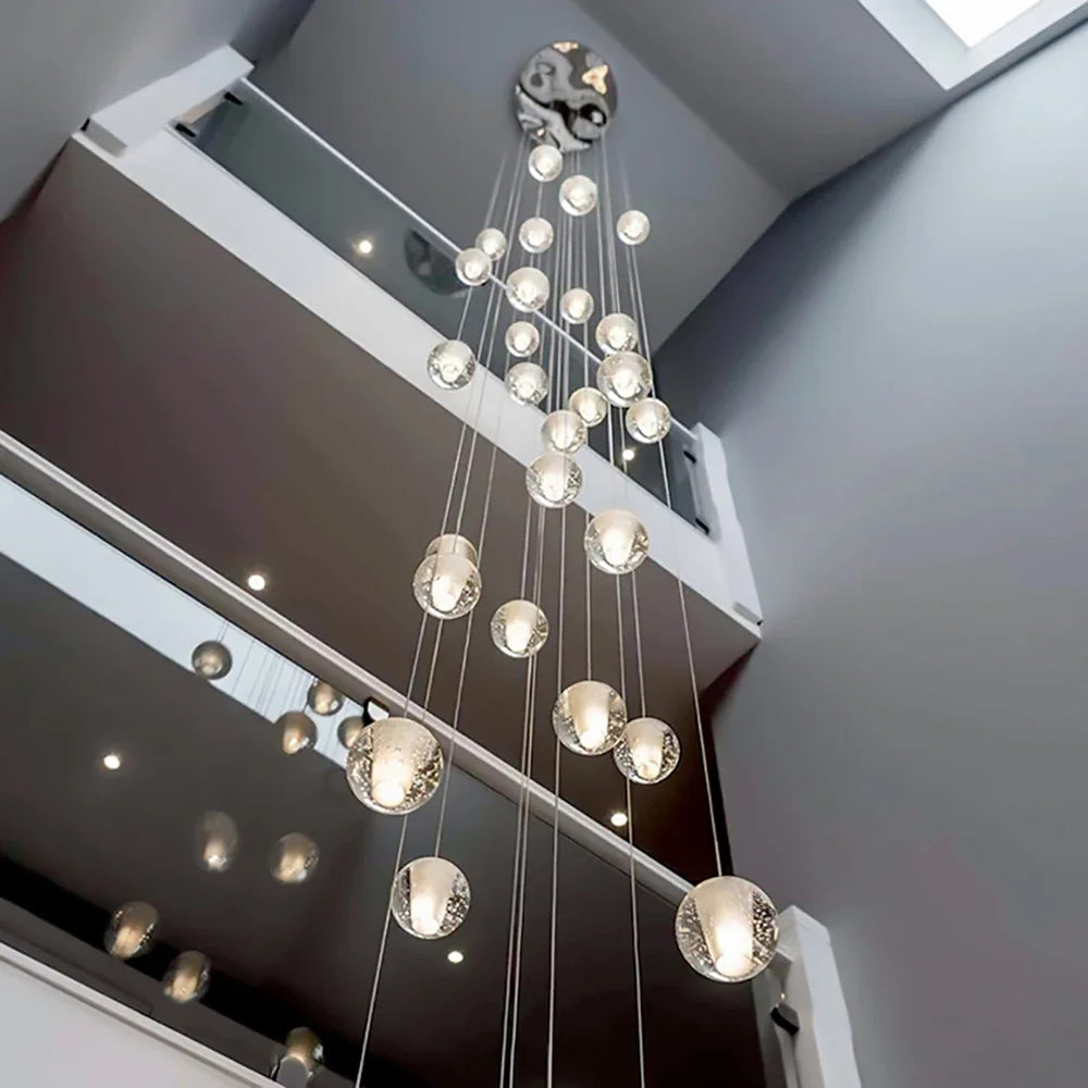 DecorBites™ Crystal Ball LED Chandelier Pendant Light for Living Room Kitchen Stair Salon