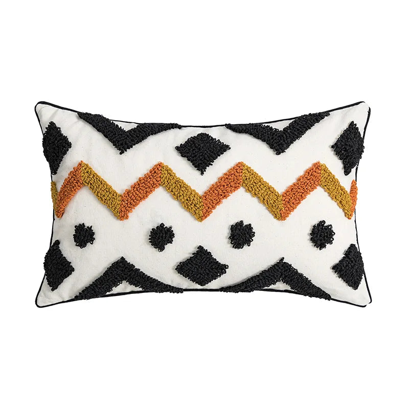 DecorBites™ Geometric Embroidery Cushion Cover with Tassel, Home Decor Pillowcase, Various Sizes