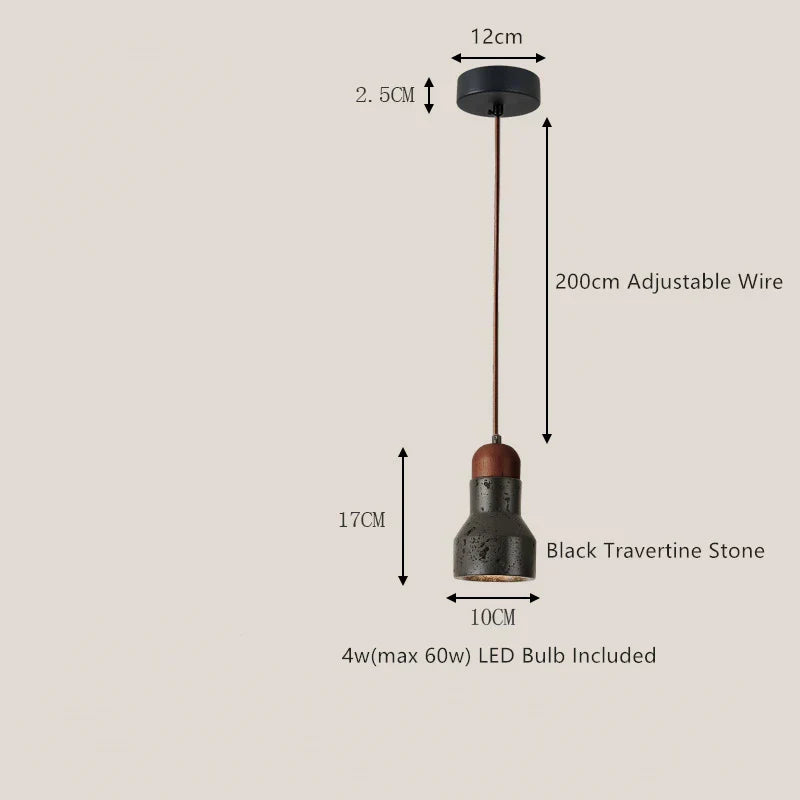 DecorBites™ Black Travertine LED Pendant Lamp for Dining Living Room Bedroom and Cafe