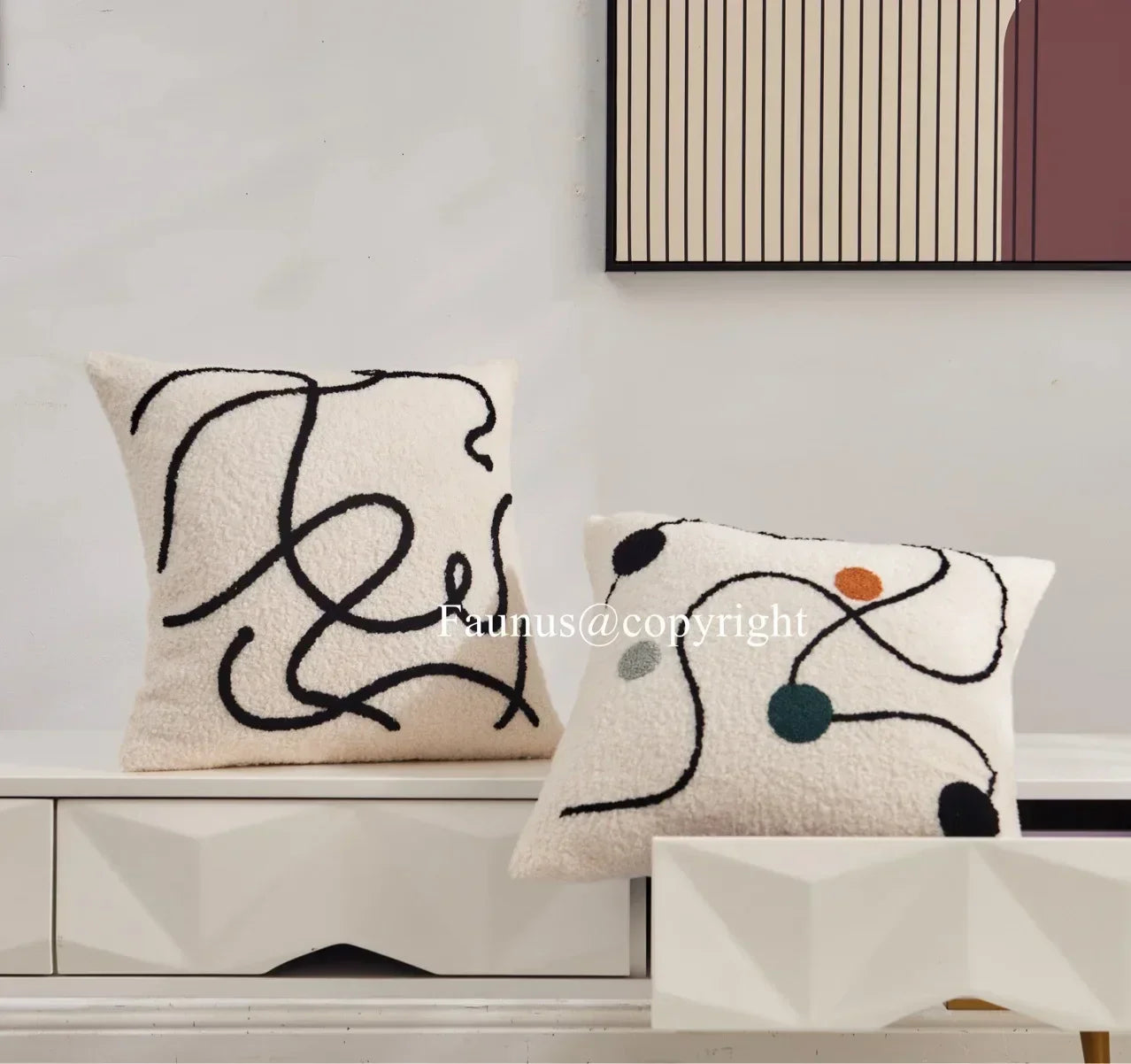DecorBites™ Geometric Embroidery Cushion Covers: Nordic Modern Decorative Pillowcase for Living Room