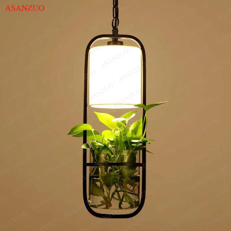 DecorBites™ Black Iron Cage Pendant Light with Glass Cloth Shade E14 Loft Hanging Lamp