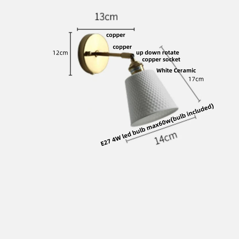 DecorBites™ Ceramic LED Wall Lights | Pull Chain Switch | Bedroom Mirror Fixture