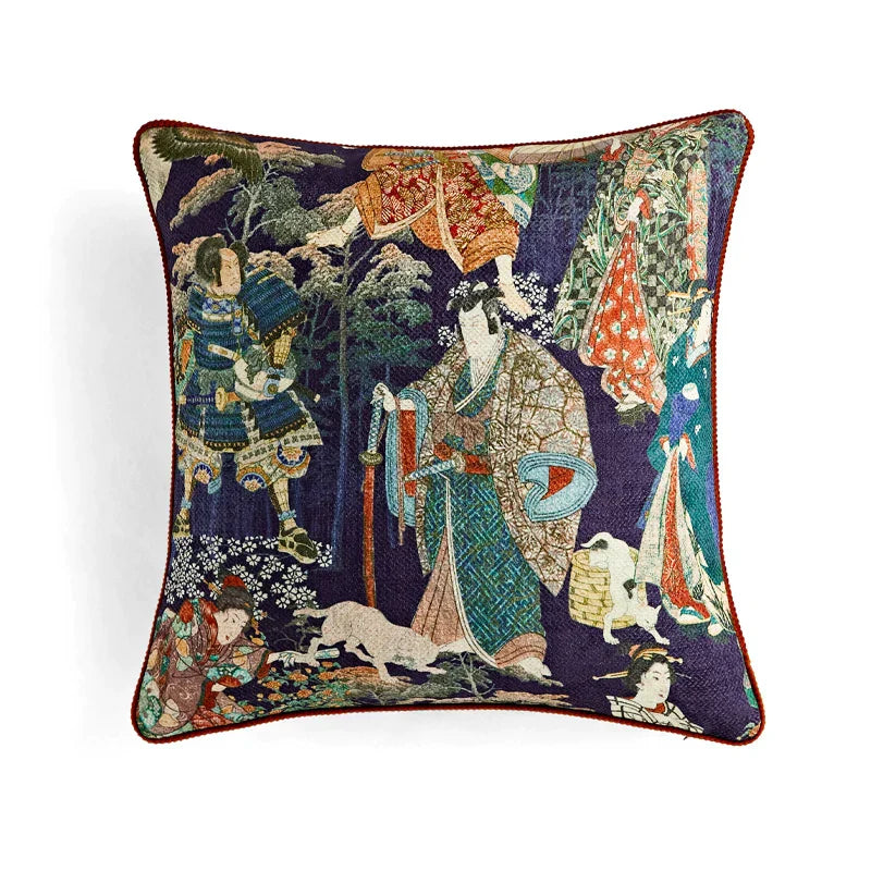 DecorBites™ Circus Retro Throw Pillow Cover with Tassels 45x45 Eclectic Home Decor
