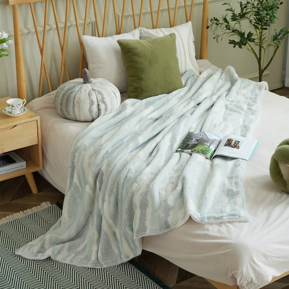 DecorBites™ Arctic Velvet Faux Rabbit Throw Blanket | Cozy, Warm, & Luxurious Comfort Blanket
