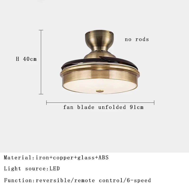 DecorBites™ Brushed Copper LED Ceiling Fan with Remote Control - 6 Speeds