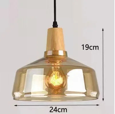 DecorBites™ Glass and Wood Pendant Light for Modern American Retro Dining Loft Decor