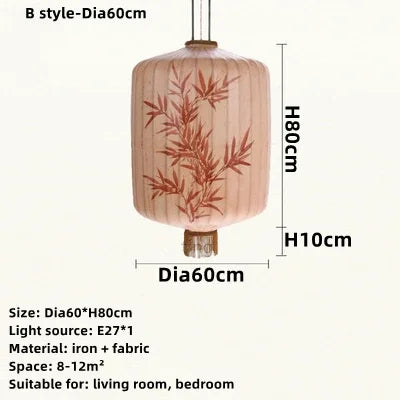 DecorBites™ Bamboo Lantern Pendant: Handmade Fabric Shade for Elegant Hotel and Restaurant Lighting