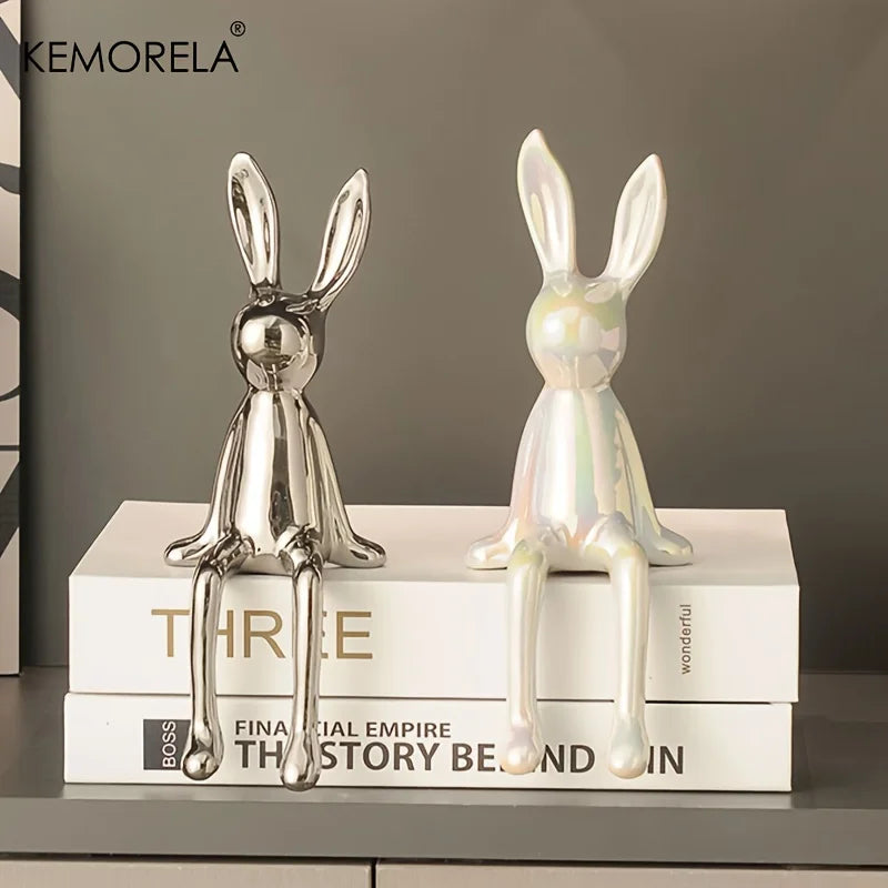 DecorBites™ Ceramic Long-Eared Sitting Rabbit Ornament - Luxury Home Decor Accent