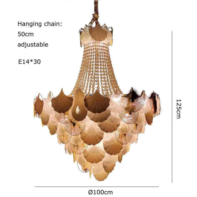 DecorBites™ Ginkgo Gold LED Chandelier Fixture for Living Room
