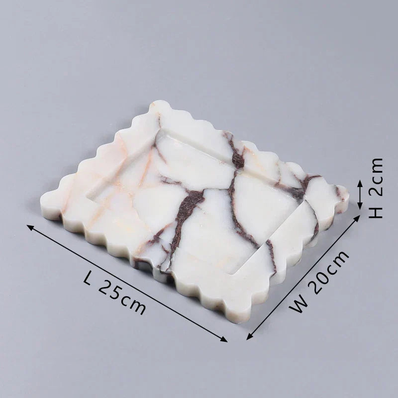 DecorBites™ Calacatta Viola Marble Tray: Luxury Vanity & Kitchen Decor Tray