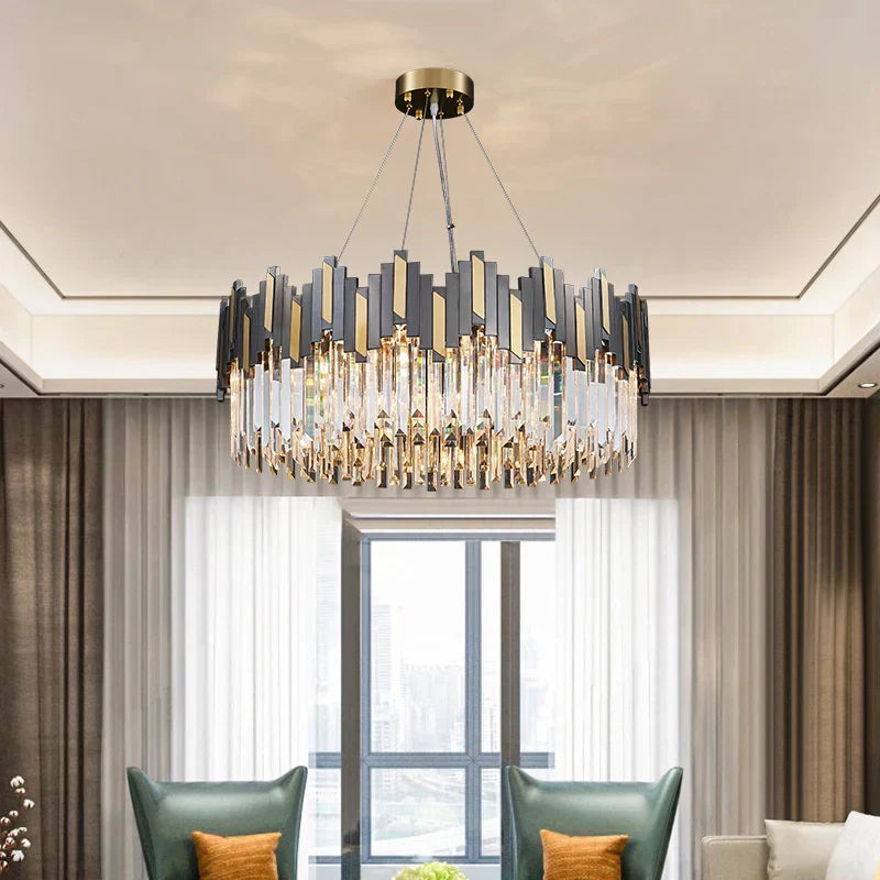 DecorBites™ Crystal LED Chandelier with Remote Control for Home Living Room Kitchen Lighting